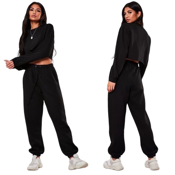 MISSGUIDED 90'S JOGGERS IN BLACK SZ US12 - BNWT - Picture 1 of 1